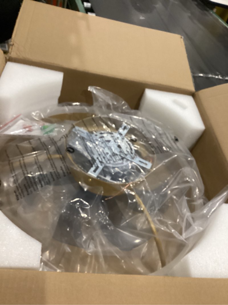 Condition photo showing As Is for KDG 19.7" Low Profile LED Ceiling Fans with Light, Reversible Flush Mount with Remote and 6 Winds Speeds Fan Lighting, 3 Colors Dimmable for Bedroom, Living Room, Kids, Dinning Room, Kitchen (Gold) Gold (19.7in)