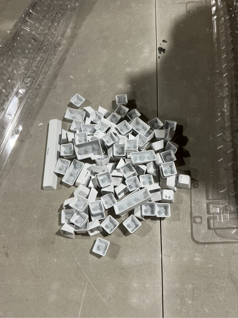 Condition photo showing As Is for brazilian portuguese keyboard keycaps, translucent backlit 110 keys keycaps. easy to install, abs material, for 61-108 keyboards, portuguese keyboard keycaps (white)