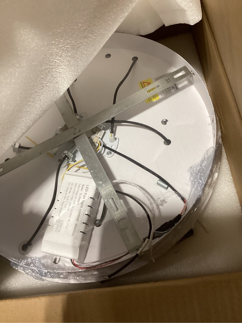 Condition photo showing As Is for Ceiling Fans with Lights and Remote,43.3in Low Profile Ceiling Fan With Light Dimmable LED 81W Ceiling Fan ,Mute 6 Speeds & 3 Color Temperature Flush Mount Ceiling Fans For Bedroom Livingroom, White White(43.3in)