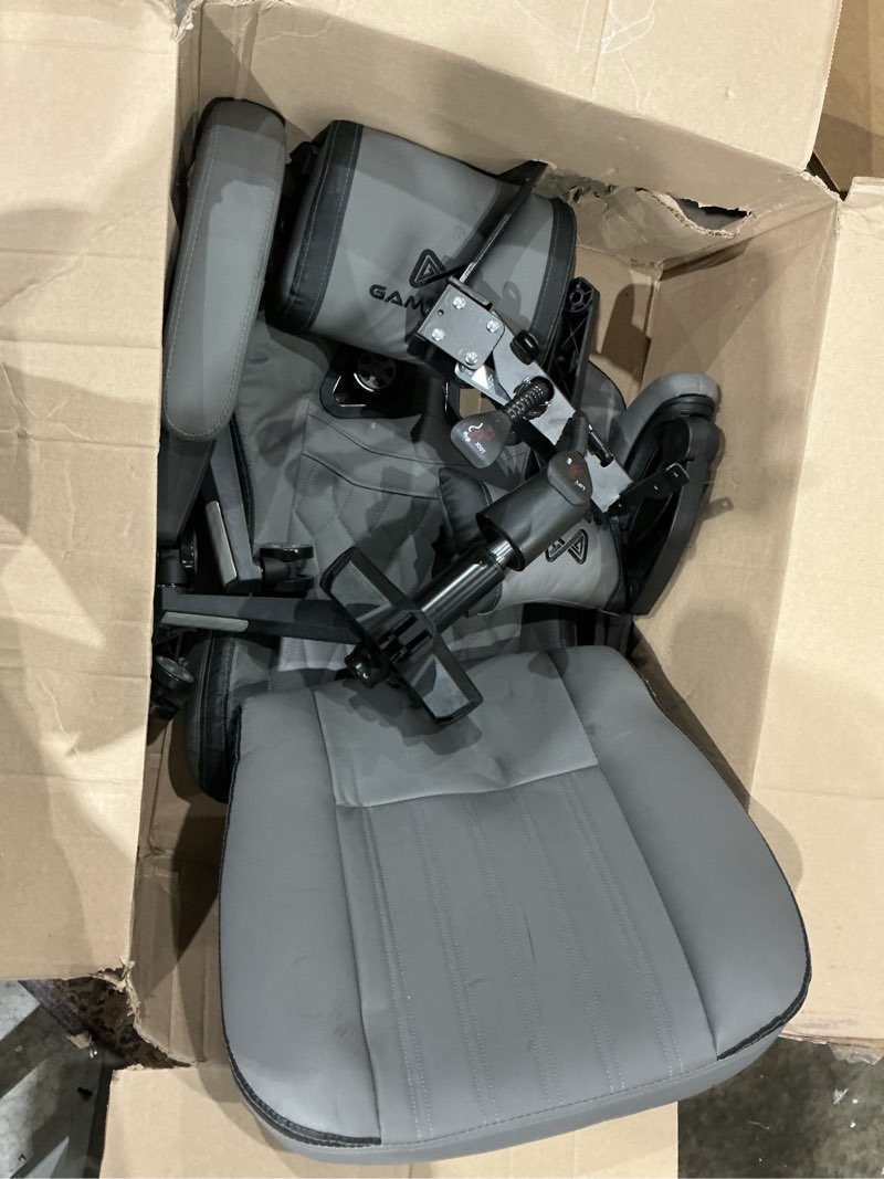 Condition photo showing As Is for gamtimer gaming chair with footrest, ergonomic computer chair, breathable polyurethane material with headrest and lumbar support, suitable for gamers and adults (gray)