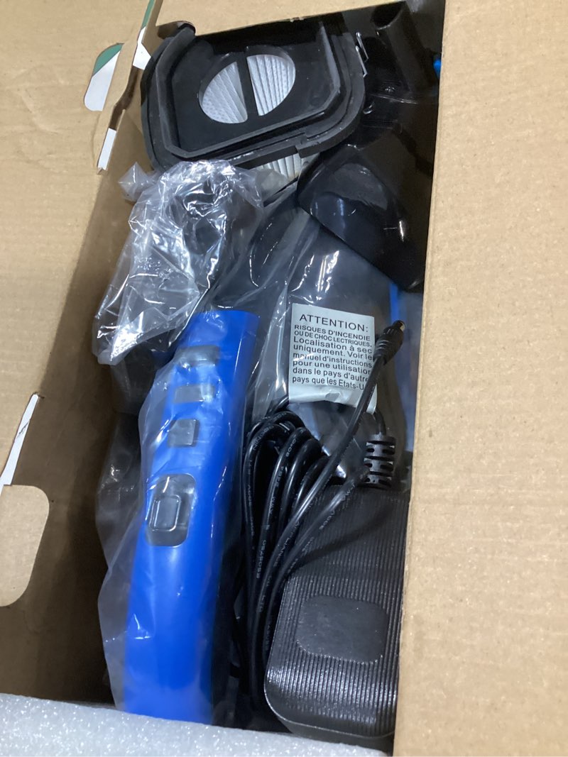 Condition photo showing Good Condition for Pet Hair Handheld Vacuum, Car Vacuum Portable Cordless Rechargeable with Reusable Filter and Motorized Brush for Carpet, Couch & Stairs, Blue, 17.4"X 4.6"X 6.6" 17.4"X 4.6"X 6.6" Blue