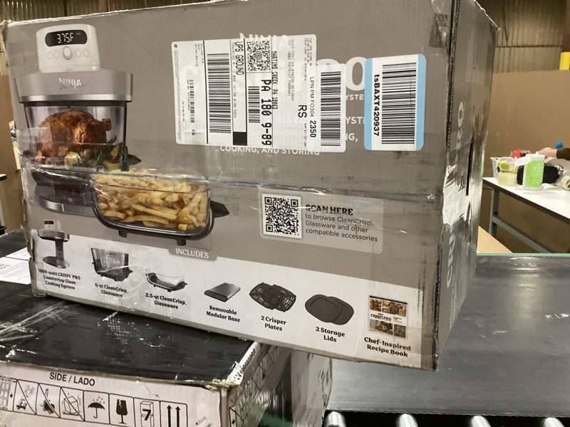 Condition photo showing As Is for Ninja Crispi Pro 6-in-1 Glass Air Fryer | 6qt & 2.5qt Glass Containers with Storage Lids | Non-Toxic | Meal Prep, Microwave, Freezer & Dishwasher Safe | Air Fry, Bake & More | Bone | AS101LG