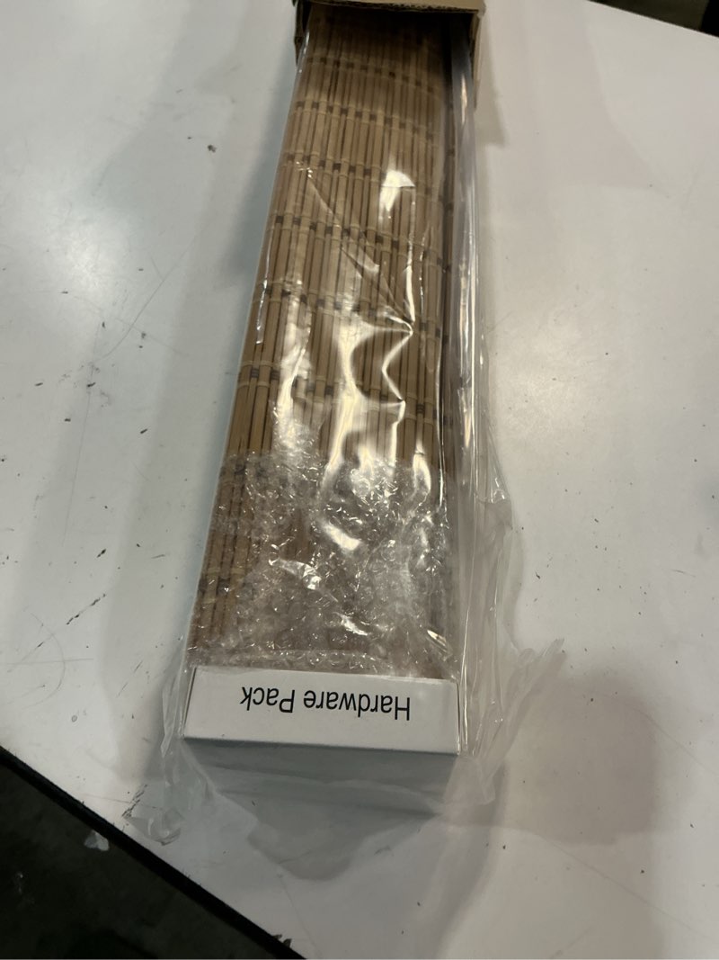 Condition photo showing New/Like New for cordless bamboo roman shades, light filtering bamboo blinds shades for indoor windows, uv protection roll up blinds for home, office, 26" w x 64" h, natural natural 26"w x 64"h
