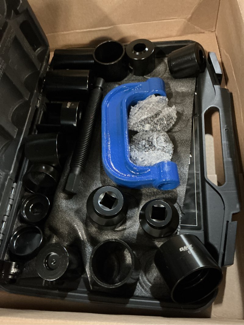 Condition photo showing Good Condition for Orion Motor Tech Ball Joint Removal Tool Kit, 23pc Ball Joint Press & U Joint Removal Kit with Sockets and Universal Adapters, Heavy Duty Ball Joint Tool Set for Most 2WD 4WD Cars Trucks SUVs, Black