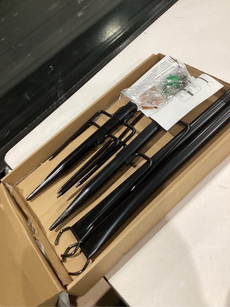 Condition photo showing Good Condition for 2 Pack String Light Poles,10 Ft Light Poles for Outside String Lights,Outdoor Lights Pole with Fork,Metal Poles Stand for Patio Deck Backyard 10FT 2 Pack