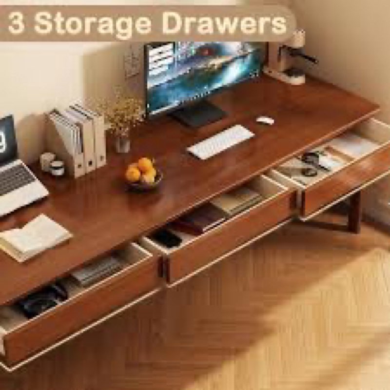 70.86\" long solid wood desk with 3 drawers home office computer incomplete 