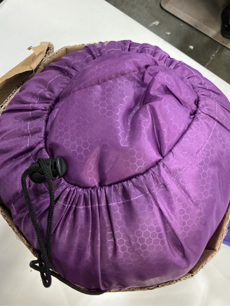 Condition photo showing As Is for SWTMERRY Sleeping Bag 3 Seasons (Summer, Spring, Fall) Warm & Cool Weather - Lightweight,Waterproof Indoor & Outdoor Use for Kids, Teens & Adults for Hiking and Camping Single Purple