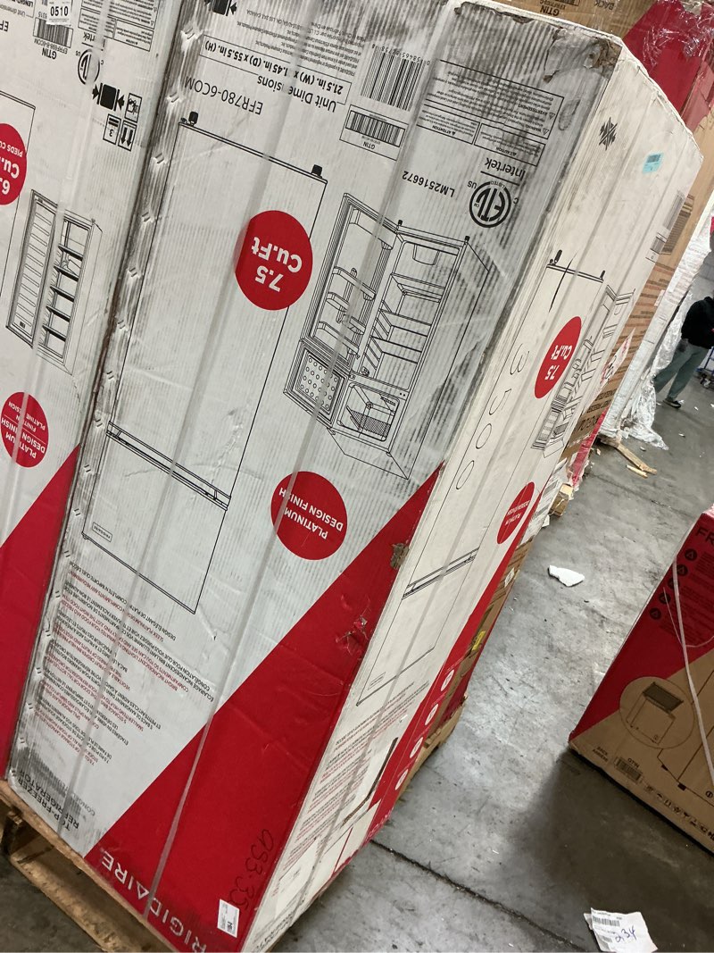 Condition photo showing As Is for Frigidaire 7.5 Cu. ft. Refrigerator  Platinum Series  Stainless Look (EFR780-6COM)