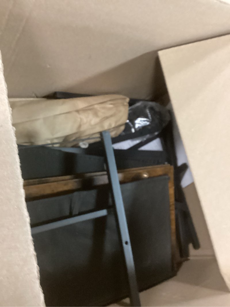 Condition photo showing As Is for Furnulem Entryway Table Industrial 31.5" Sofa Console Table with Metal Mesh Shelf,Storage Fabric Drawer 4-Tier Shoe Rack Side Furniture for Front Door,Foyer Wooden Top, Sturdy Steel Frame,Rustic Brown 31.5"L * 9.4"D * 30.9"H