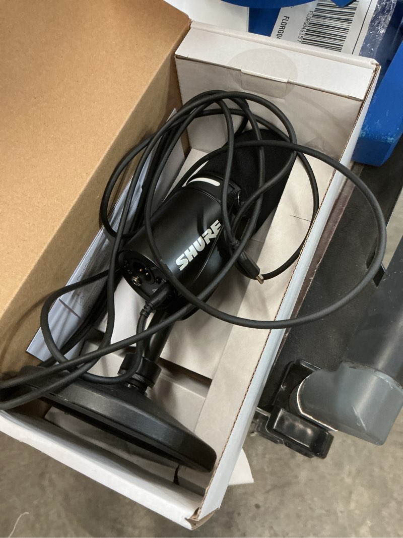 Condition photo showing Good Condition for shure mv7+ podcast dynamic microphone with stand. obs certified, enhanced audio, led touch panel, usb-c & xlr outputs, auto level mode, digital pop filter, podcasting, streaming, recording - black