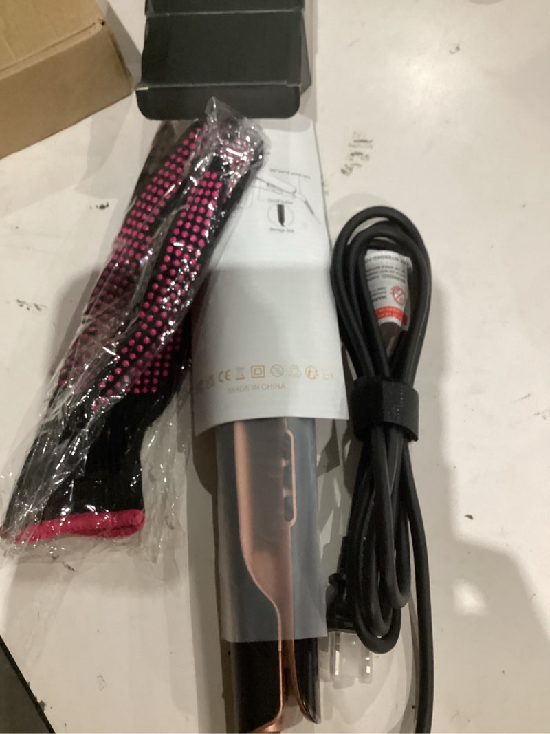 Condition photo showing As Is for Hair Straightener 1 Inch Flat Iron and Curler 2 in 1 Titanium Ceramic Ionic Dual Voltage Straightener with Heat-Resistant Silicone, for Less Frizz, Shinier & Smoother 1 inch Black/Rose Gold
