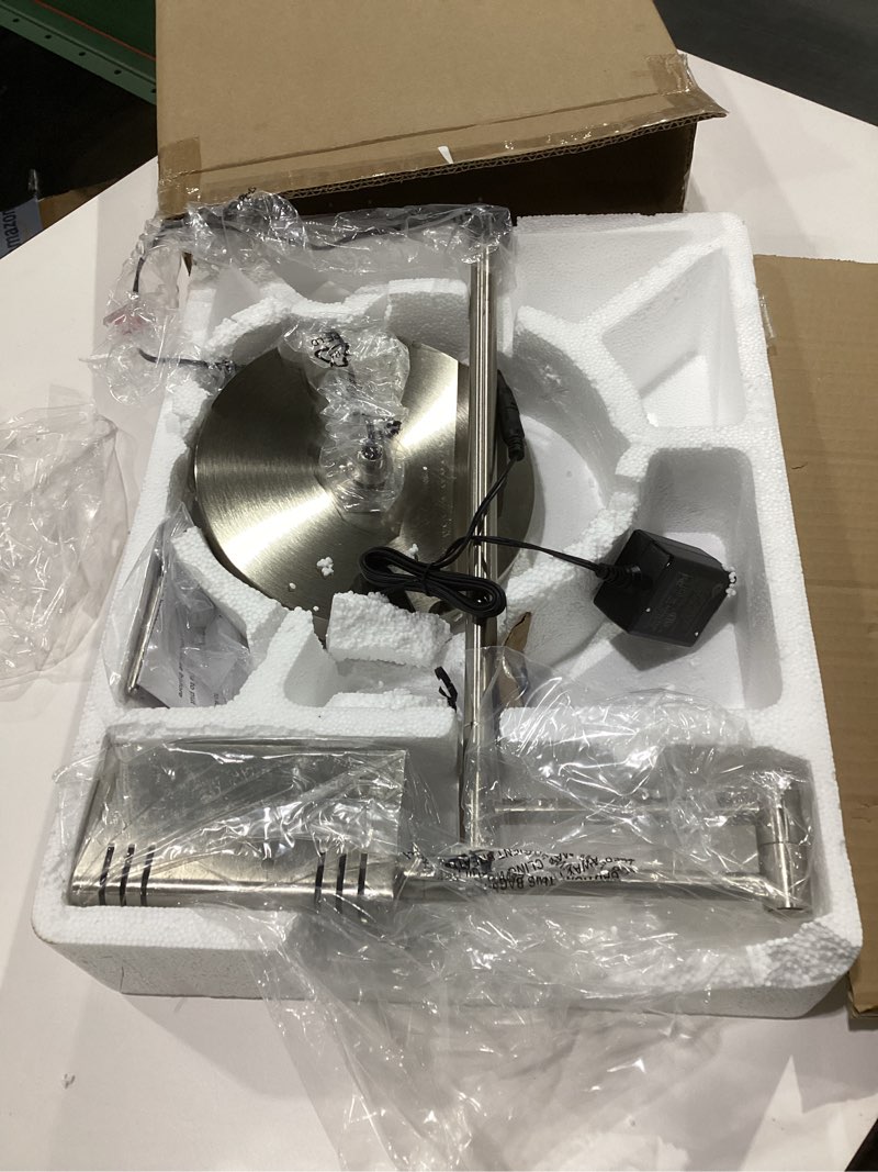 Condition photo showing As Is for O'Bright LED Pharmacy Table Lamp, Full Range Dimming, 12W LED, 360 Degree Swing Arms, Desk, Reading, Craft, Work Lamp, ETL Tested, Brushed Nickel