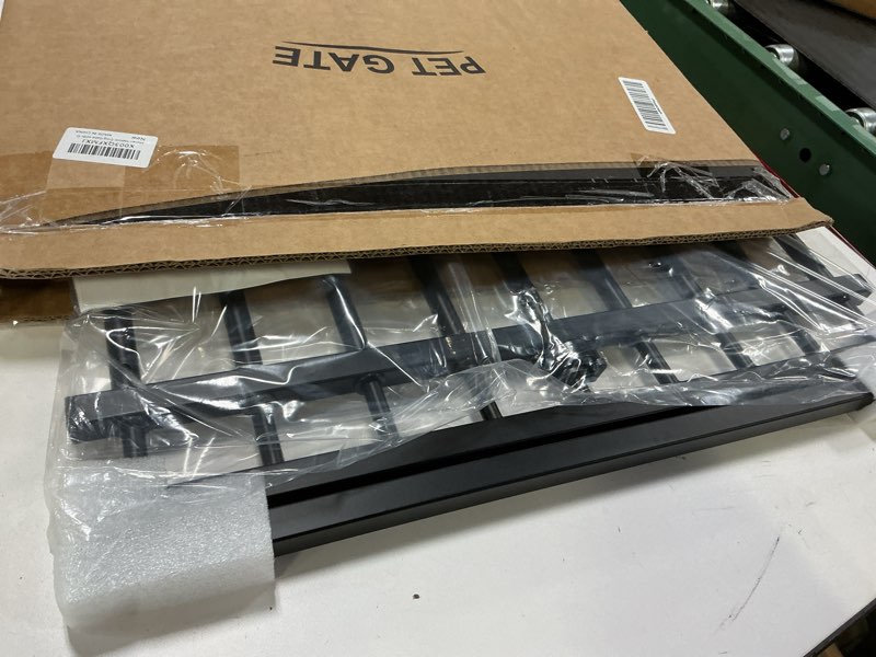 Condition photo showing Good Condition for Malier Metal Dog Gate with Door, 26"-43" Width Expandable Dog Gate Short Pet Gate for Stairs and Doorways, Pressure Mount Easily Step Over Indoor Dog Gates Puppy Gate for Small Dogs Puppy (L, Black)