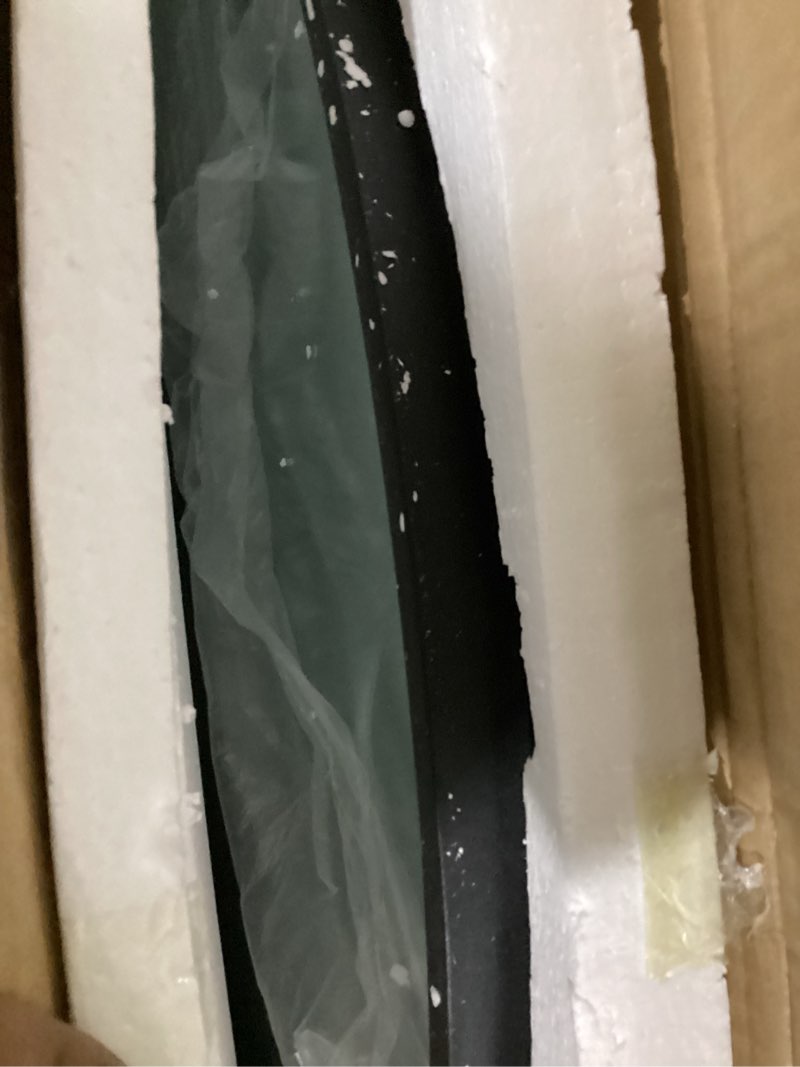 Condition photo showing As Is for YMOND Round Wall Mirror-36 Inch Large Round Mirror, Rustic Accent Mirror for Bathroom, Entry, Dining Room & Living Room, Metal Black Round Mirror for Wall (36'', Black)