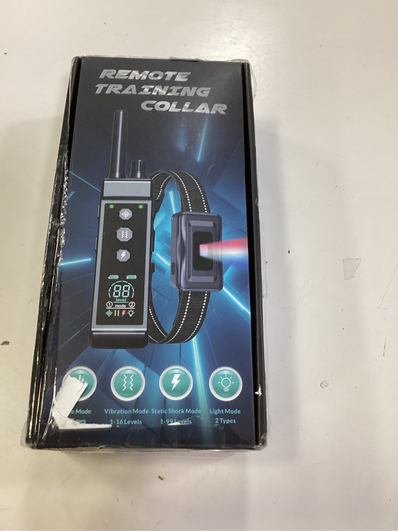 Condition photo showing New/Like New for shock collar for dogs - 4265ft waterproof training collar with flashing light for small medium large dogs with rechargeable remote, beep (1-8), vibration(1-16), safe shock(1-99) (black)