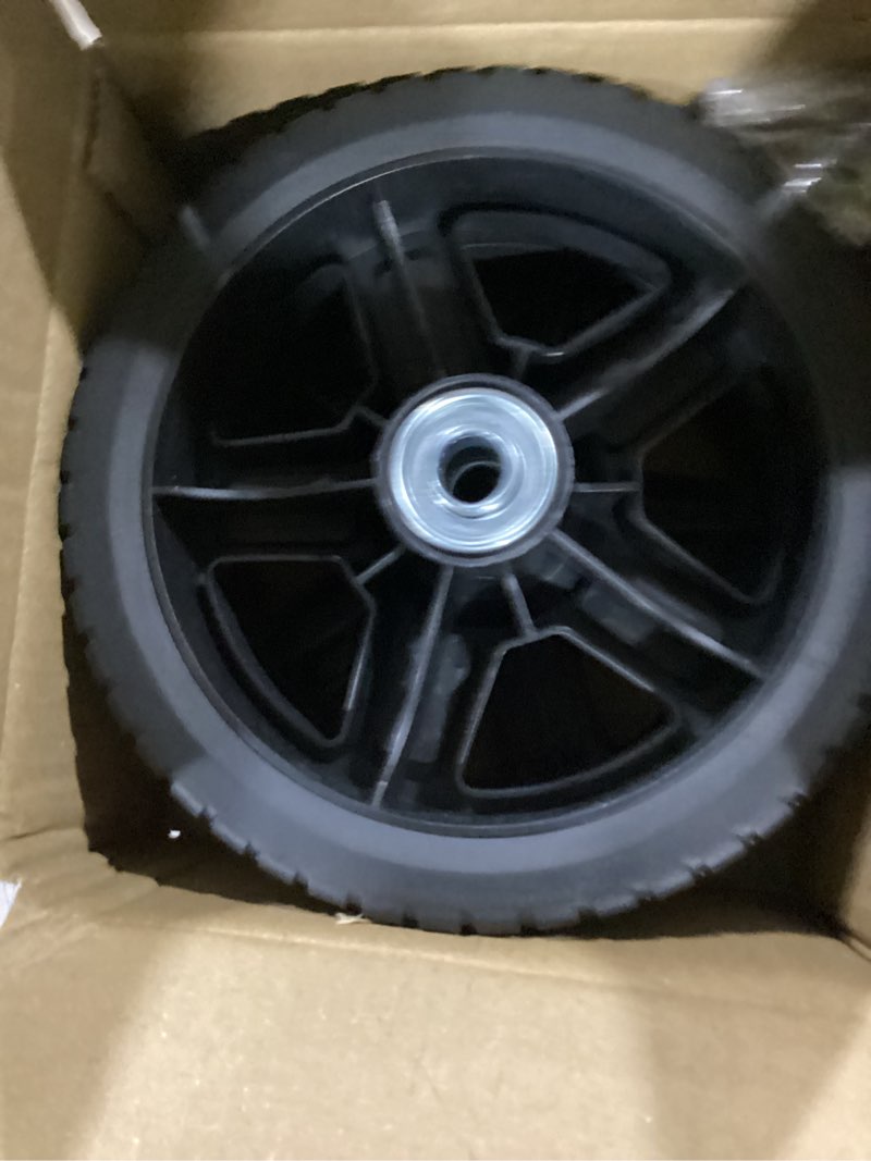 Condition photo showing Good Condition for cheemuii 7 inch lawn mower wheels 2 pack 7" push mower wheels with bolts gaskets and lock nuts kit fit for most standard push lawn mowers/generator/garden tiller/handtruck 7 inch black-2pack