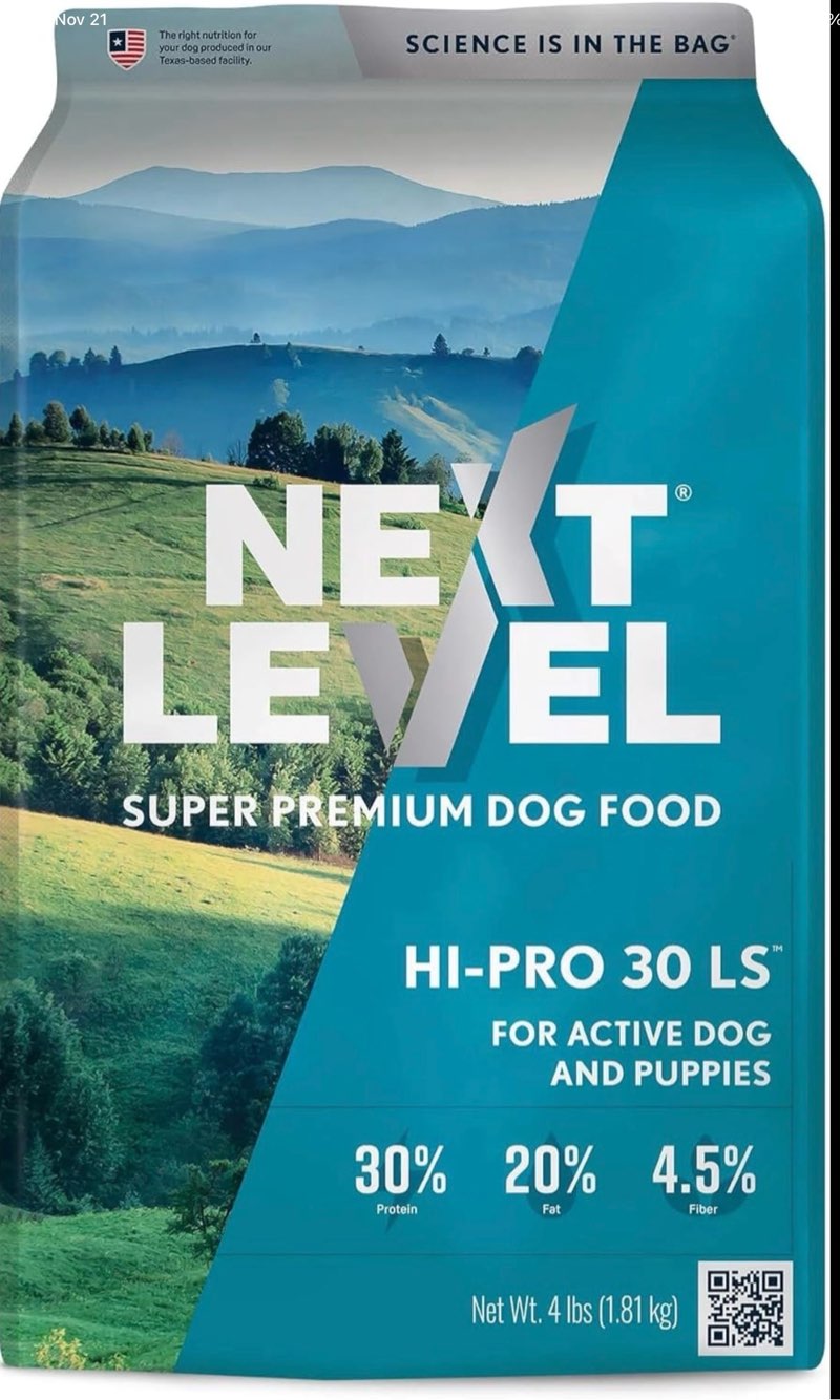 Best by 03/03/26)Next Level Super Premium Dog Food – HI-PRO 30 LS™ – Dry Kibble for Dogs for All Life Stages All Breeds – 30% Protein, Gluten Free Grains - High Energy and Active Dogs & Puppies 4 Pound (Pack of 1)