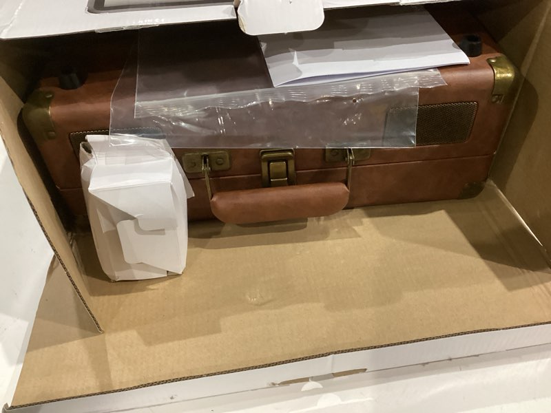 Condition photo showing Good Condition for Vinyl Record Player 3-Speed Bluetooth Portable Suitcase Records Player with 2 Built-in Stereo Speakers, Belt-Driven Turntable for Vinyl Records, Support RCA Line Out, AUX Out (Brown)