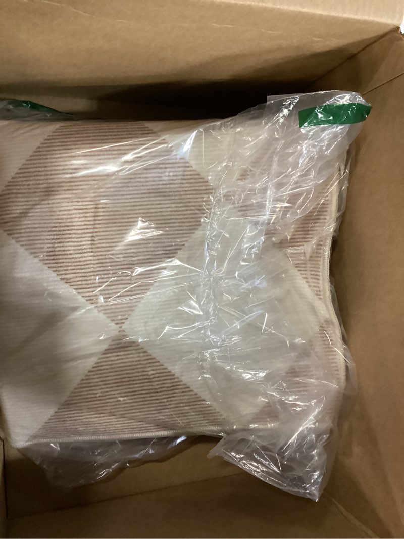 Condition photo showing New/Like New for Beeiva Checkered Print Rug Runners for Hallways Non Slip 2.5x8, Ultra Thin Beige Kitchen Runner Rugs Non Skid Washable, Classic Neutral Gingham Decor Faux Wool Carpet for Bathroom Bedroom Entryway 2.5' x 8' (Rectangular) Beige