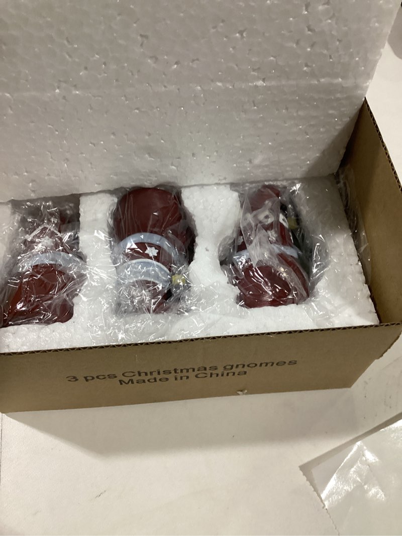 Condition photo showing As Is for Uniboho Christmas Decorations,3pcs Christmas Gnome Decorations for Home, Xmas Gnomes Winter Decor Handmade Elf Scandinavian Tomte Gnomes for Xmas Party Home