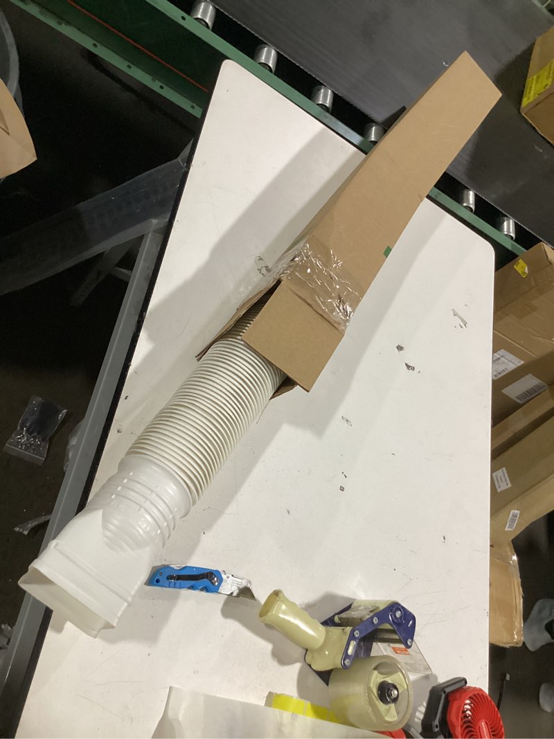 Condition photo showing As Is for amerimax 2 in. h x 3 in. w x 7.5 in. l white plastic gutter elbow