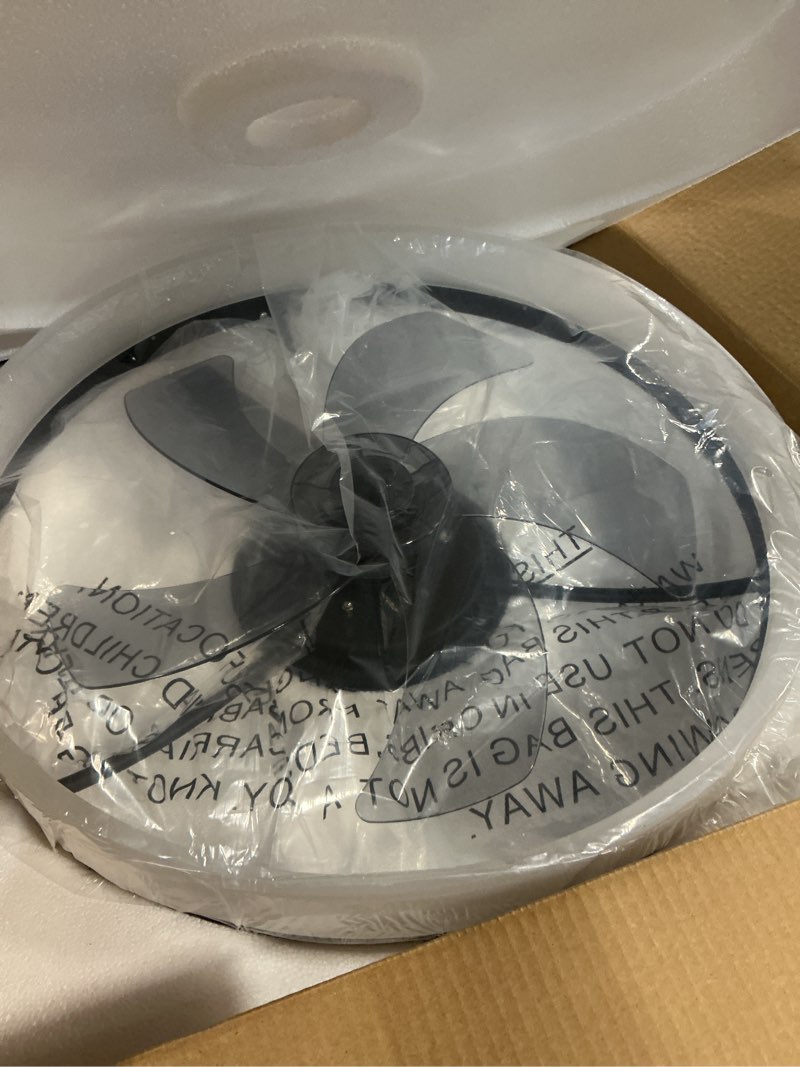 Condition photo showing New/Like New for VOLISUN Low Profile Ceiling Fans with Lights and Remote, Fandelier Ceiling Fan Flush Mount, 3000K-6500K Smart Bladeless LED Fan Light, Black Modern Ceiling Fans with Lights for Bedroom Black 19.7 INCH