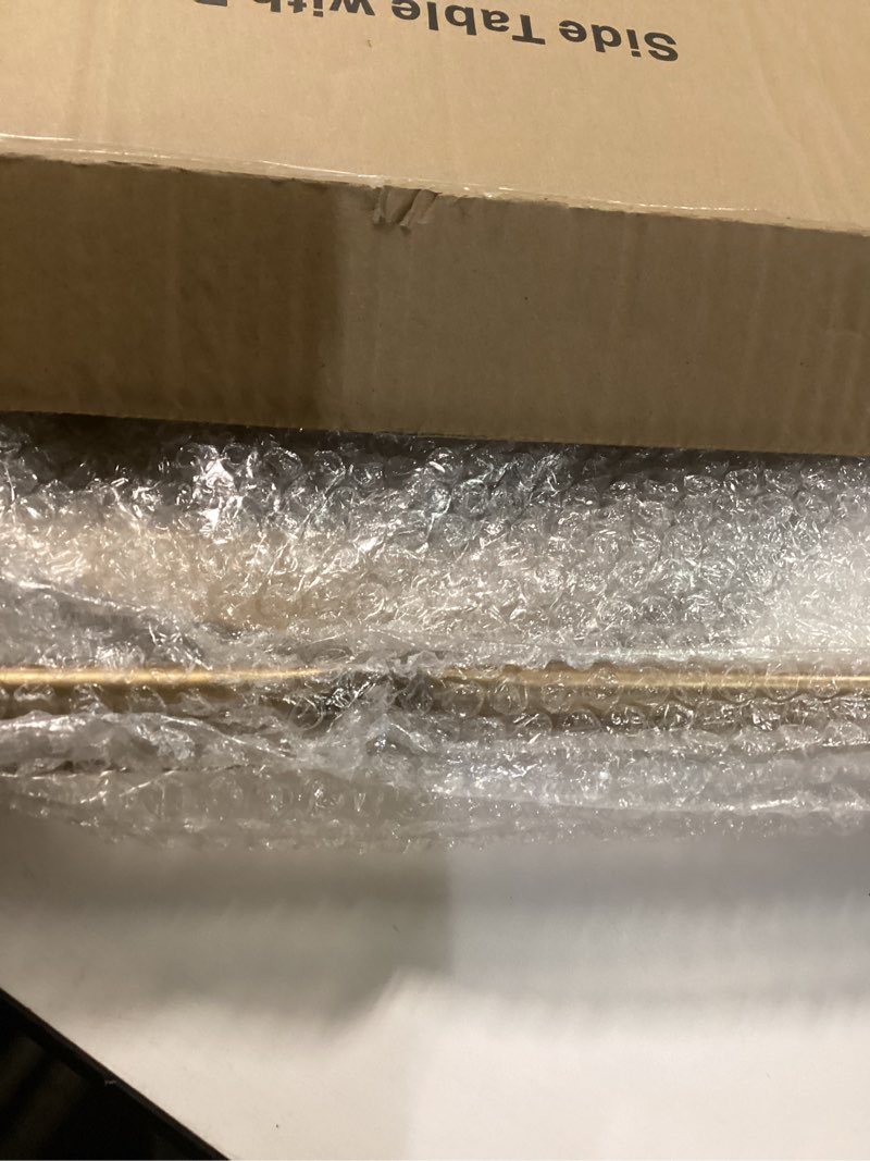 Condition photo showing Good Condition for danpinera Round Side Table with Fabric Storage Basket, Metal Side Small Bedside Table Nightstand with Removable Tray Top for Living Room, Bedroom, Nursery, Bathroom, Gold Gold 1