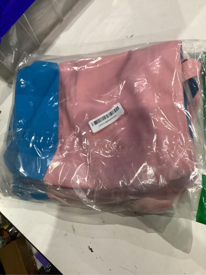 Condition photo showing As Is for aliceset extra large mahjong bag for tiles racks mat 37.4 x 10.6 x 4 inches canvas mahjong tote bag carrying case with zipper pocket for cards pushers mah jong accessories(case only)(pink,blue)