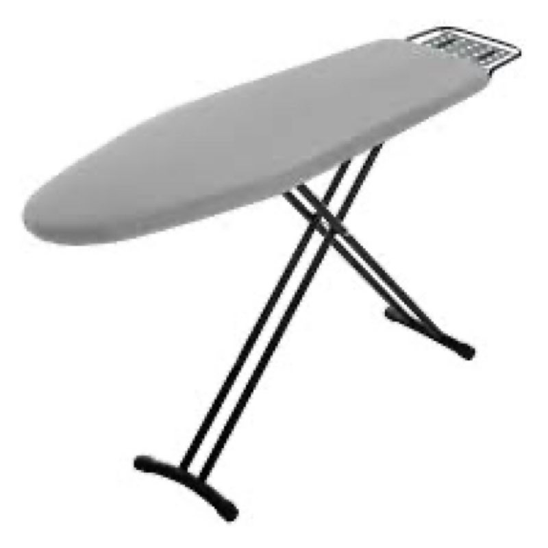 jakeefud deluxe ironing board with heat resistant cover and thicken felt pad, heavy sturdy legs,full size hanger iron board,foldable (l-grey)