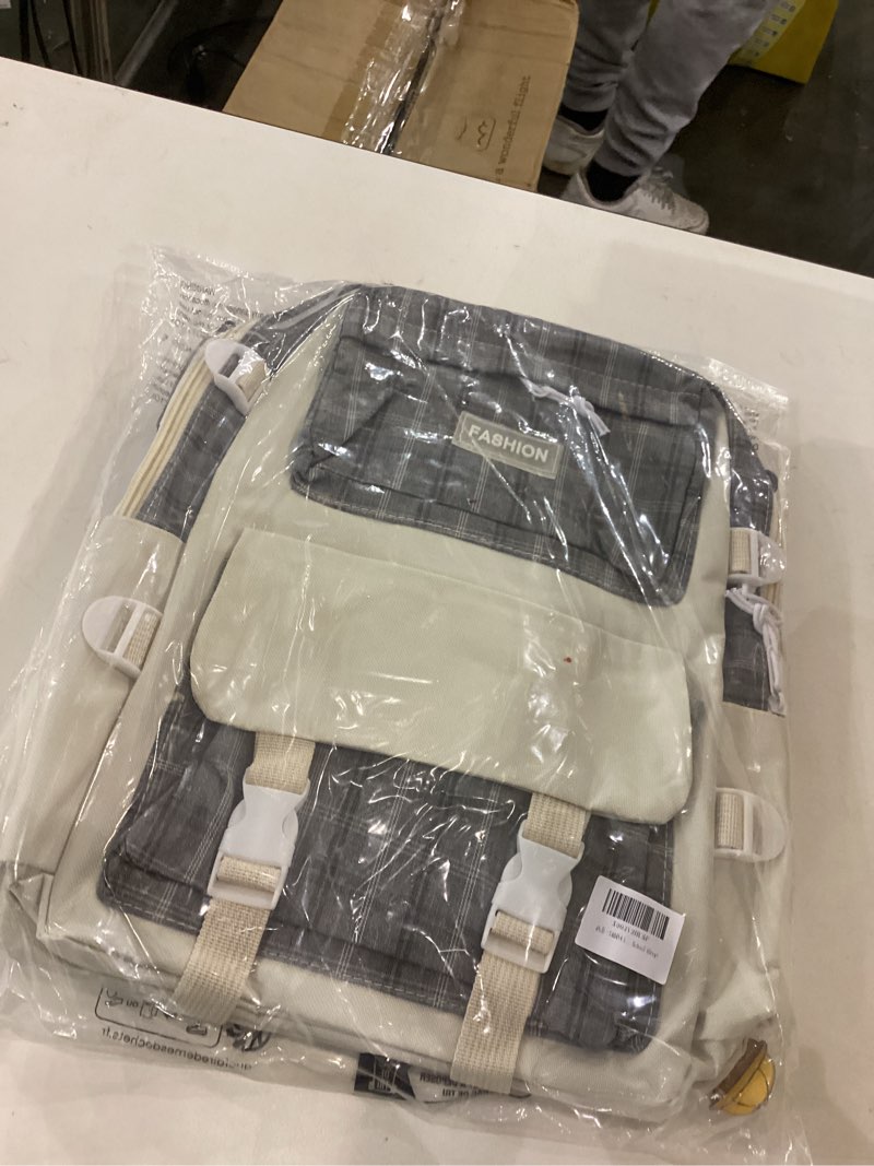 TABANA 5Pcs Kawaii Canvas School Backpack Combo Set with Pear Pendant Cute Pins Tote Bag Pencil Pouc