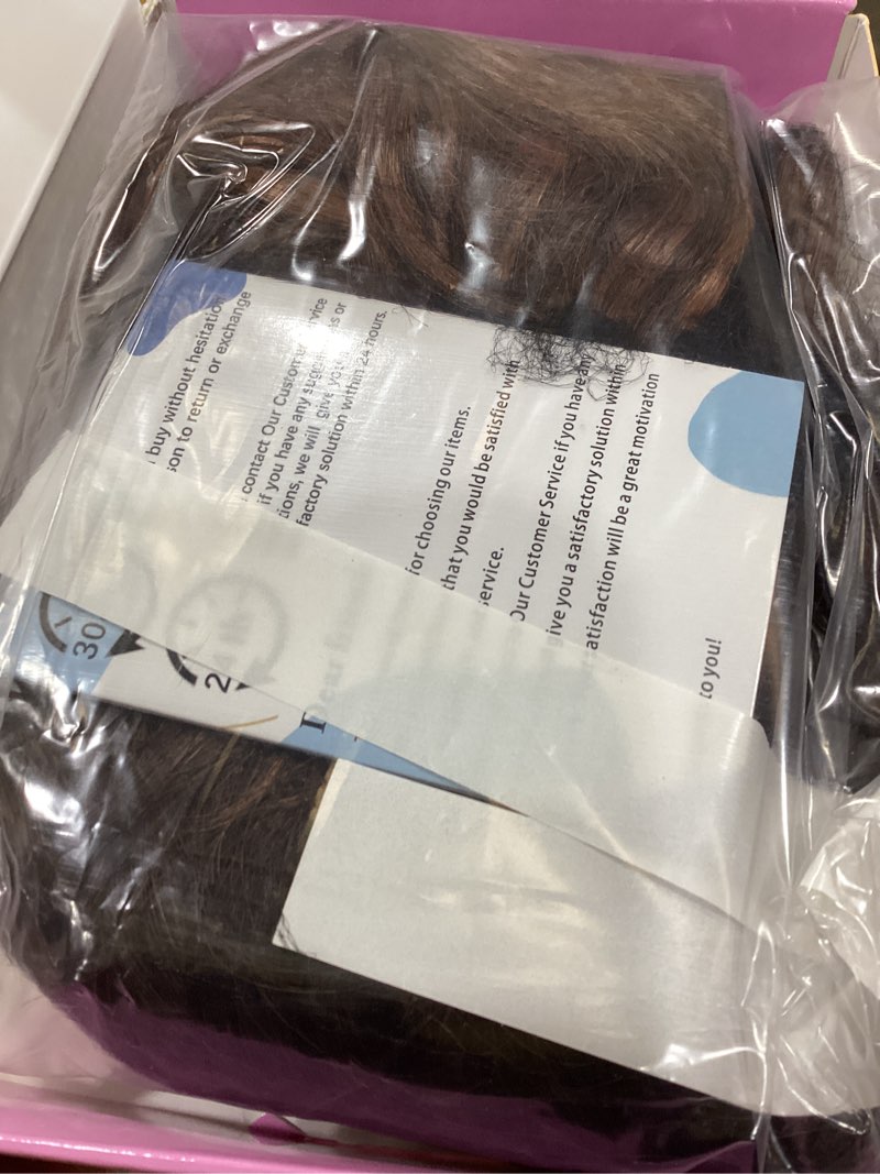 Condition photo showing Good Condition for lativ brown wigs with bangs bob curly wavy highlight hair with dark roots short wig for women natural synthetic fiber shoulder length for cosplay daily use brown highlight