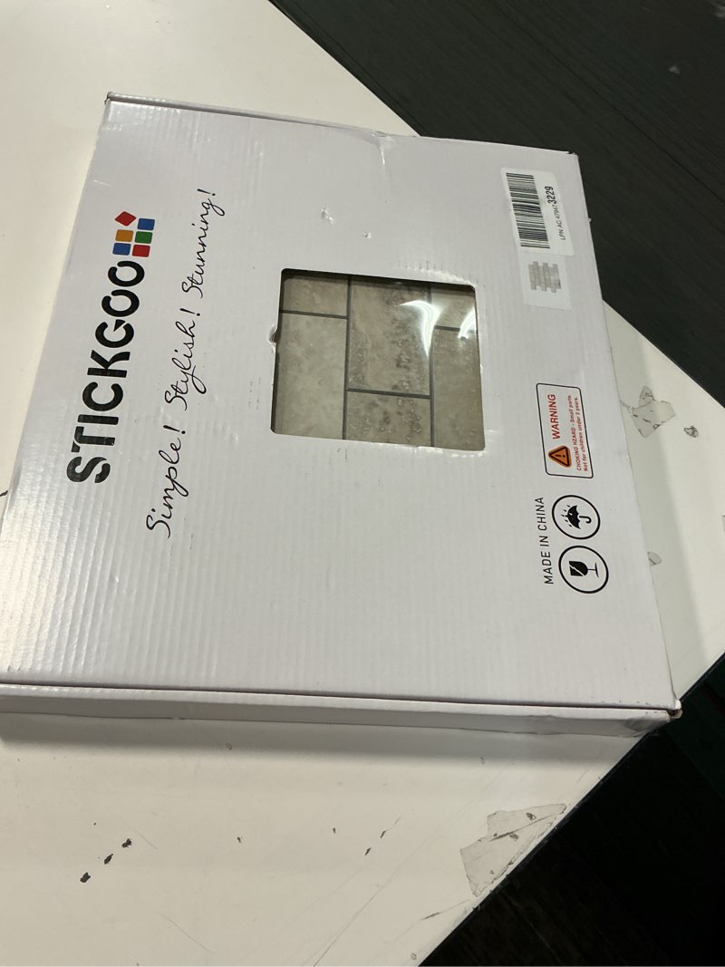 Condition photo showing New/Like New for STICKGOO 10-Sheet Subway Tile Cream Peel and Stick Backsplash, Beige Stone Texture with Grey Grout Kitchen Backsplash Wall Tile, 3D Adhesive Stick on Tile for Bathroom, RV, Fireplace 10 Beige Mixed Light Grey