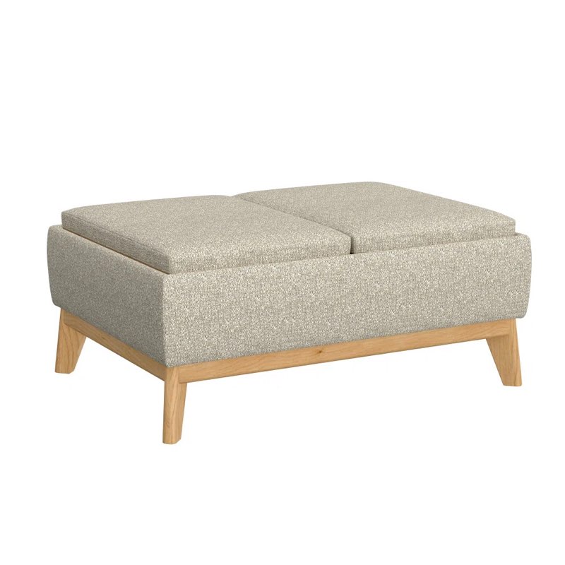 Auviana Mid-Century Modern Storage Ottoman with Tray