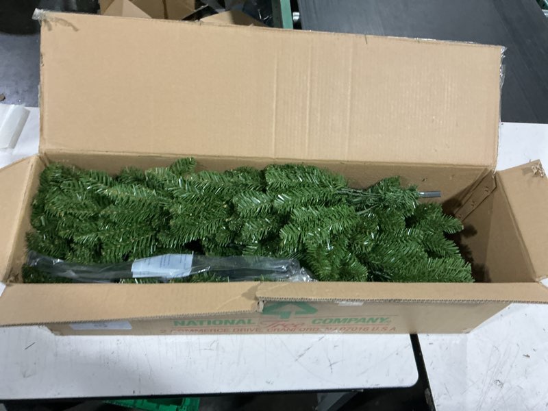 Condition photo showing Good Condition for national tree company 7 ft unlit kingswood fir slim artificial christmas tree, 892 tips, includes stand, green