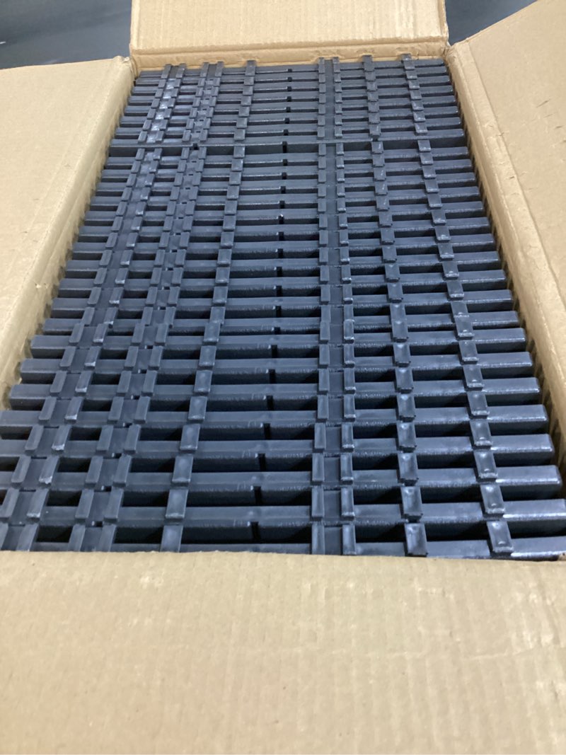 Condition photo showing Good Condition for neoaider 27pcs plastic interlocking decking tiles 12" x 12", 27 sq. ft waterproof outdoor flooring all-weather, patio floor decking tile for garden porch poolside balcony backyard, dark grey 12" x 12" dark grey - striped 27
