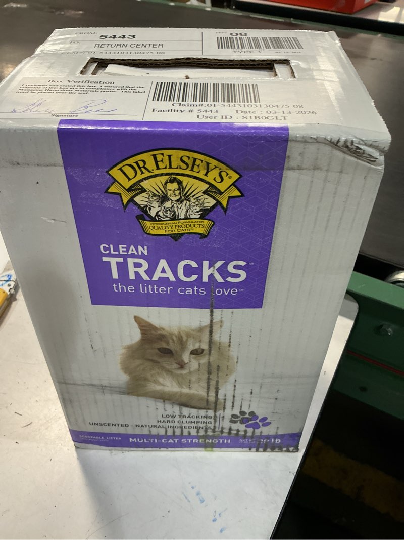 Condition photo showing New/Like New for dr. elsey's clean tracks cat litter - 20lbs: low tracking, low dust, unscented, non-toxic