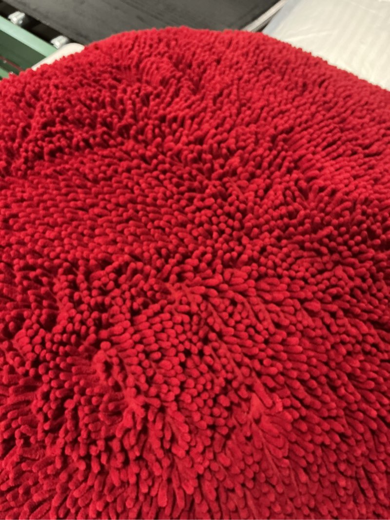 Condition photo showing Good Condition for RED Muddy Mat® Shown on TV – Super Absorbent Microfiber Dog Door Mat for Muddy Paws, Non-Slip Washable Pet Rug, Quick Dry Chenille Entryway Carpet, Machine Washable Indoor Outdoor Mat, Round 4ft 4' Round