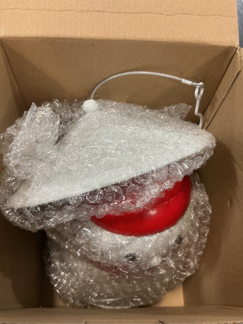 Condition photo showing New/Like New for bird feeder for outdoor hanging, heavy duty metal wild bird feeder with squirrel proof baffle for outside hanging, large capacity birdfeeder garden yard decoration, cute snowman shaped