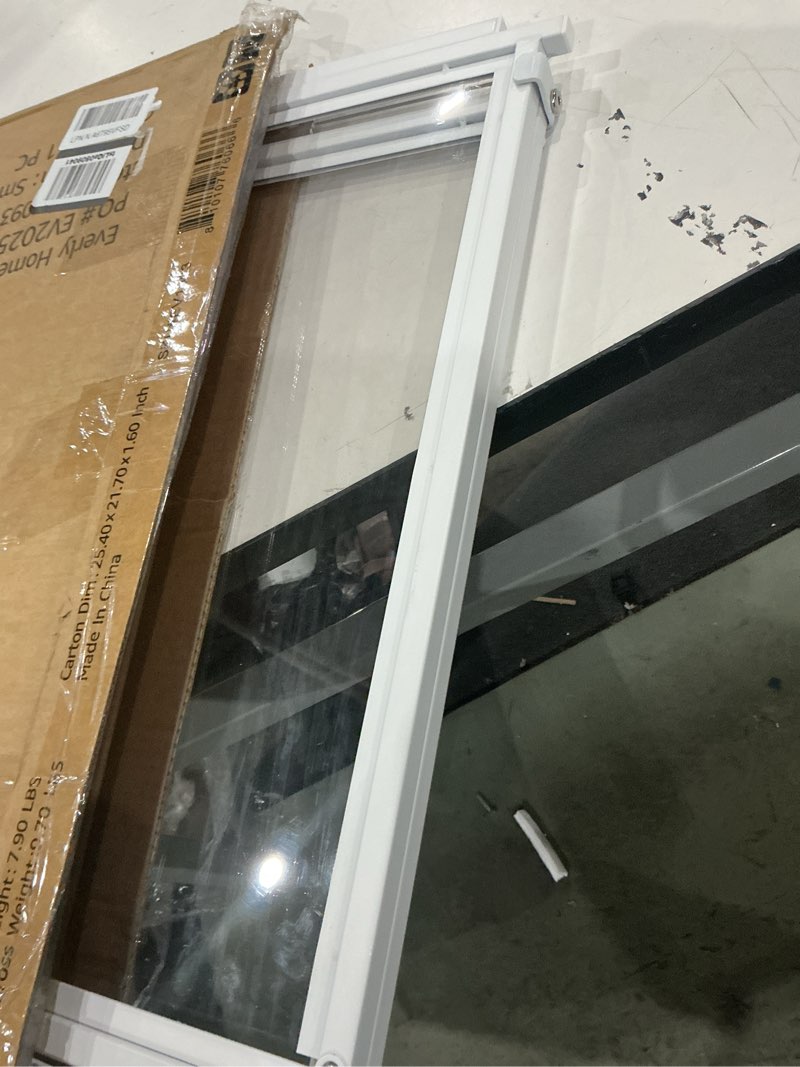 Condition photo showing As Is for beenbkks clear ferret gate, small pet barrier for doorways hallways stairs kitchen, pressure mounted safety pet gate for small dogs cats, fit 22" to 39" wide opening, 24" tall step over, indoor use