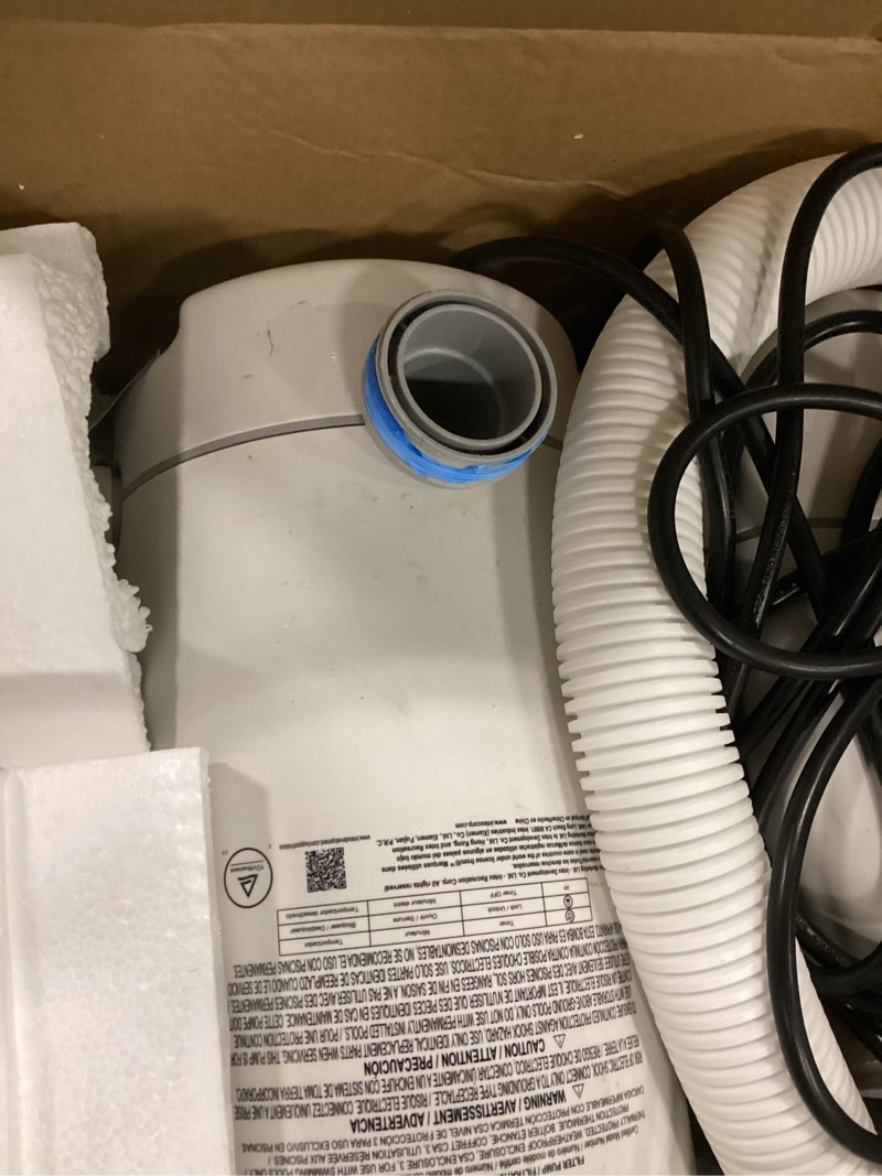 Condition photo showing As Is for intex c2500 krystal clear cartridge filter pump for above ground pools: 2500 gph pump flow rate – improved circulation and filtration – easy installation – improved water clarity – easy-to-clean 2,500 gallons per hour white