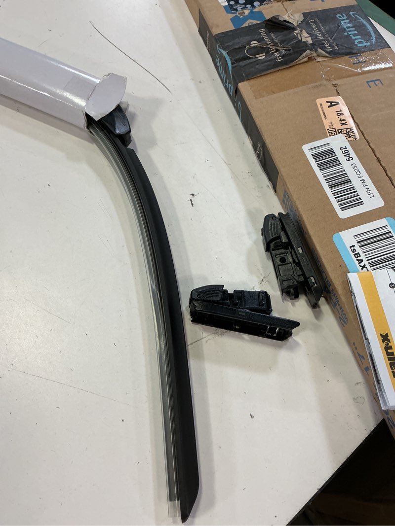 Condition photo showing As Is for (incomplete)rain-x 810336 total clear beam wiper blades 26\" & 17\" windshield wipers for all-weather performance, rubber squeegee for smooth clean wipe & quiet operation - 2 pack value