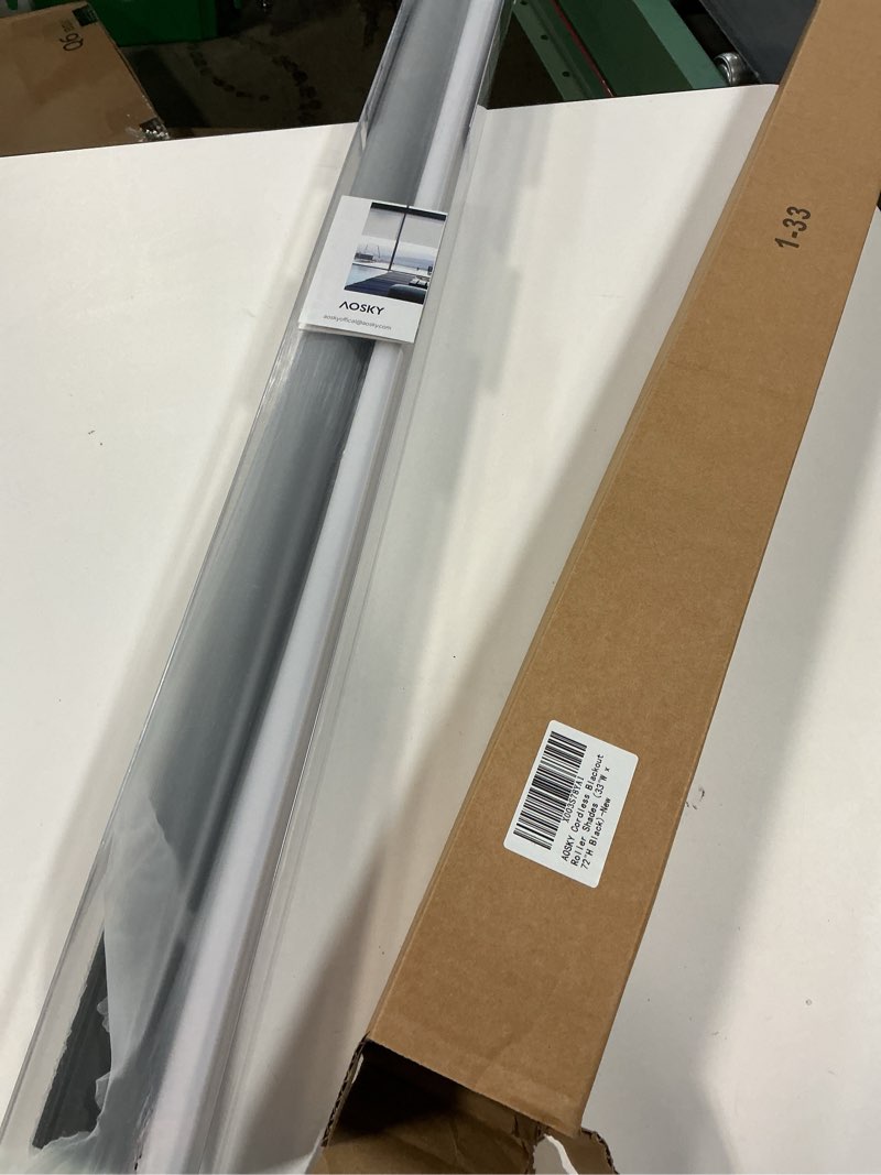 Condition photo showing Good Condition for AOSKY Cordless Roller Shades Blackout Blinds for Windows Room Darkening Rolled Up Shades with Spring System, UV Protection Window Shades Door Blinds for Home and Office (33" W x 72" H, Black)