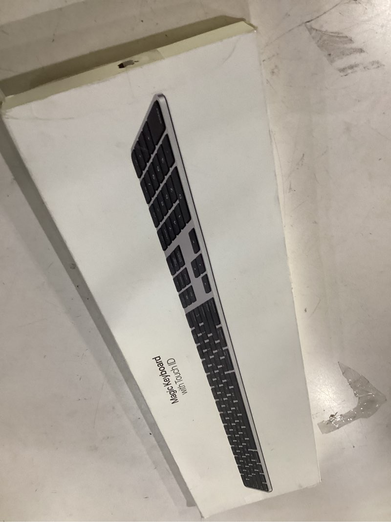 Condition photo showing As Is for apple magic keyboard with touch id and numeric keypad for mac models with apple silicon - us english - black keys usb-c black keys