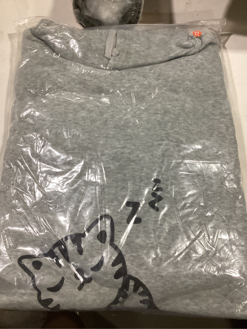 Condition photo showing New/Like New for Women Teen Girls Hoodie Sweatshirt With Cute Cat Ear and Sleeping Cat Printed Pullover X-Large Grey