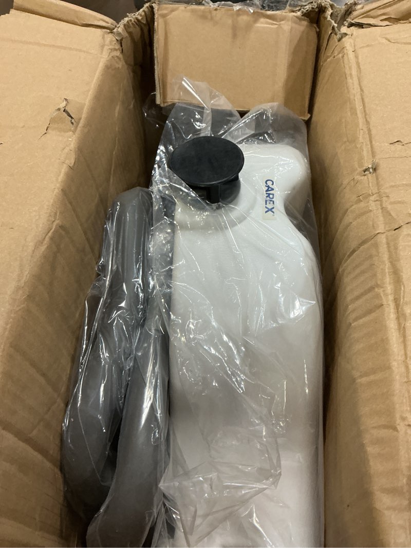 Condition photo showing Good Condition for Carex E-Z Lock Raised Toilet Seat with Handles - 4.5 Inch Toilet Seat Riser with Arms, Toilet Riser Fits Most Toilets, Elongated or Round, Toilet Seat Lifter, White