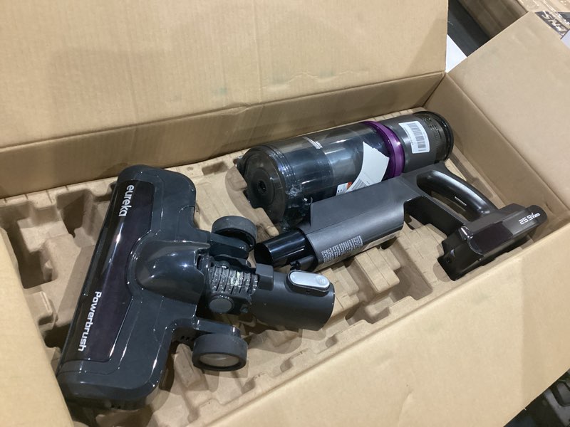 Condition photo showing As Is for eurekacordless vacuum - 50 min runtime for large homes, 5.5 lbs lightweight, ideal for pet hair & allergies on hardwood & carpet reacticlean 410 black nec410bk