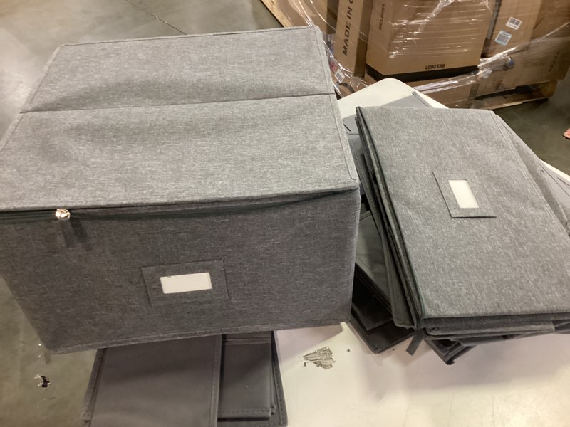 Condition photo showing Good Condition for popoly Platter Storage Case, China Storage Containers Hard Shell 17\" x 17” x 9\", 5 Felt Dividers Included, Structured Top and Stackable (Linen Grey)( 3 pack)