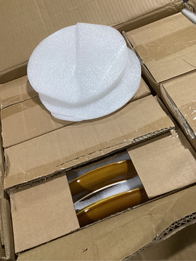 Condition photo showing Good Condition for LERATIO Ceramic Dinnerware Sets for 8,Plates and Bowls Sets,Reactive Glaze Dishes Set,Highly Chip and Crack Resistant | Dishwasher & Microwave & Oven Safe Dishes set,Service for 8-Kahki (24pc) Service for 8 ?24pcs? Modern-Kahki