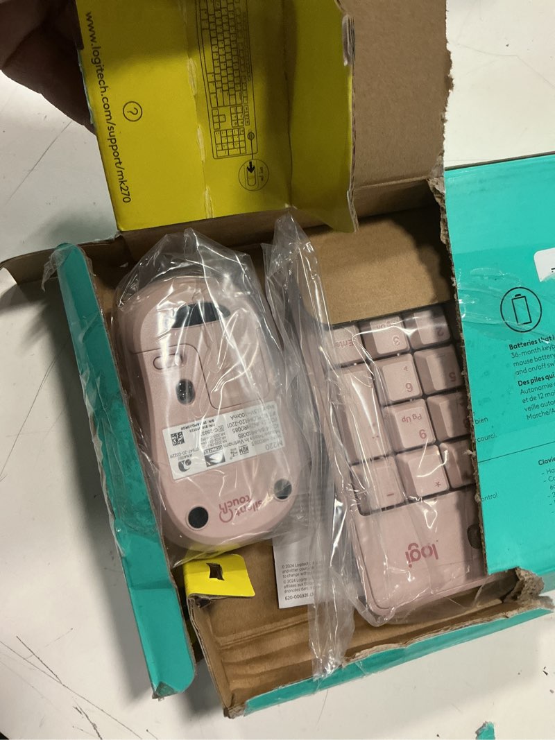 Condition photo showing Good Condition for logitech mk270 wireless keyboard and mouse combo for windows, 2.4 ghz wireless, compact mouse, 8 multimedia and shortcut keys, 2-year battery life, for pc, laptop - rose rose 1 pack combo