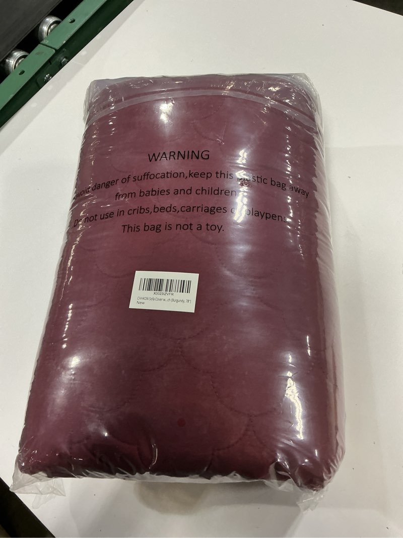 Condition photo showing New/Like New for CHHKON 100% Waterproof Sofa Cover Burgundy Quilted Furniture Protector Sofa Slipcover with Side Pockets for Children, Pets for Leather Couch (Burgundy, 78'') Burgundy 78"